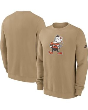 Nike Cleveland Browns Swing Pass Rewind Club Pullover Sweatshirt - Natural
