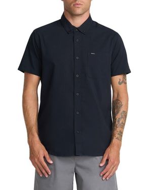 RVCA That'Ll Do Slim Fit Solid Short Sleeve Button-Down Shirt - Black