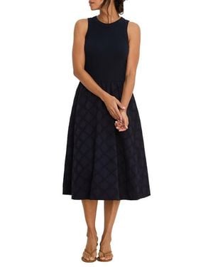 NIC+ZOE Sofia Diamond Eyelet Midi Dress - Blue