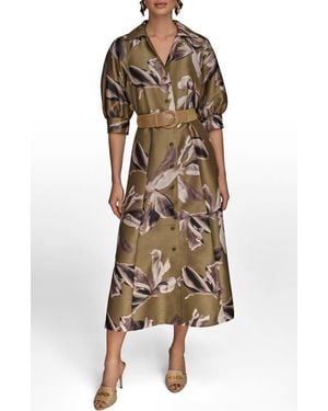 Donna Karan Print Belted Midi Shirtdress - Multicolor