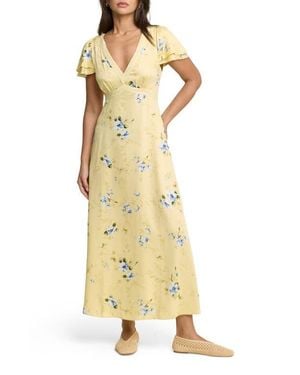 Nobody's Child Iris Trim Floral Print Maxi Dress - Yellow