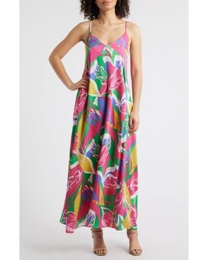 Tahari Printed Maxi Sundress - White