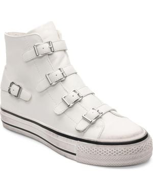 Ash Virgin Leather High Top Platform Sneaker - White