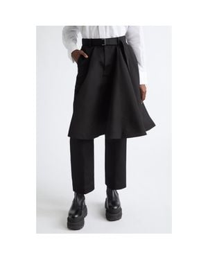 Sacai Belted Double-Faced Silk & Cotton Skirted Pants - Black