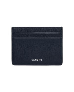 Sandro Grained Leather Cardholder - Blue