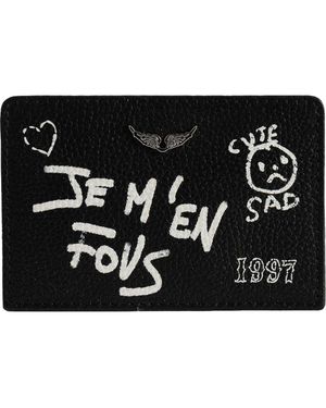 Zadig & Voltaire Zv Pass Arty Leather Luggage Tag - Black