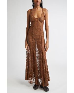 Collina Strada Pamela Sheer Lace Slipdress - Brown