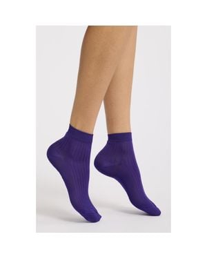 Stems Rib Quarter Socks - Purple