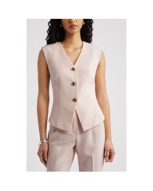 Open Edit Icon Twill Darted Waistcoat - Natural