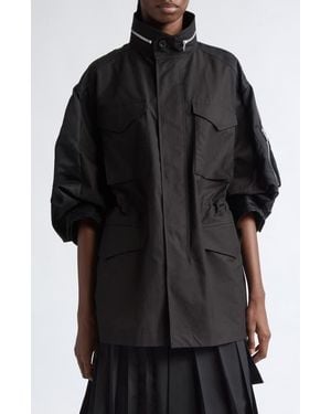 Sacai Mixed Media Short Sleeve Jacket - Black