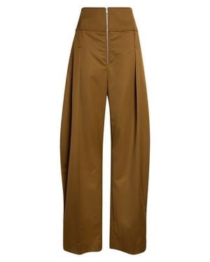 Ferragamo Pleated Barrel Leg Wool & Cashmere Pants - Natural