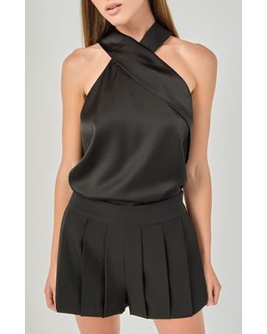 Endless Rose Satin Halter Top - Black