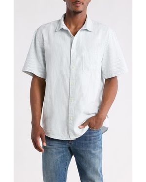 Vans Lawson Stripe Cotton & Linen Blend Button-Up Shirt - White