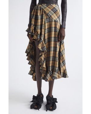 Collina Strada Florist Sky Plaid Asymmetric Skirt - Multicolor