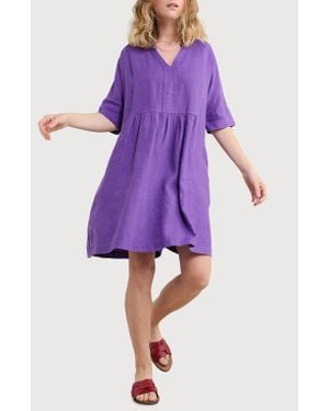 Seasalt Cornwall Draw Kiln Linen Dress - Purple