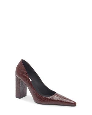 Alaïa Show Pointed Toe Lizard Embossed Pump - Brown