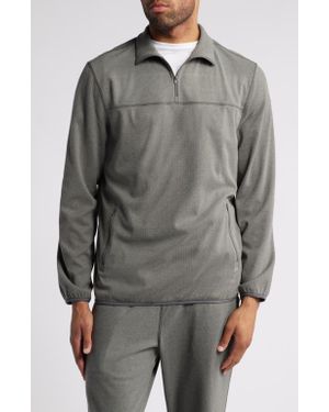 Daniel Buchler Piqué Knit Quarter Zip Lounge Top - Gray