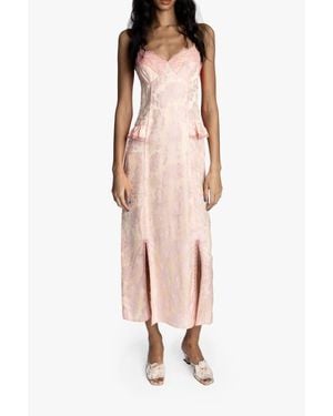 Anna Sui Damask Rose Brocade Slip Dress - Pink