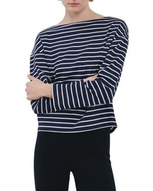 Mango Stripe Boatneck Sweatshirt - Blue