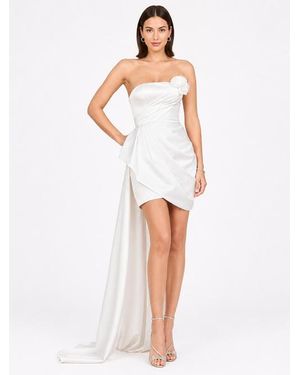 LARA New York Beaded Faux-Wrap V-Neck Bridal Gown - White