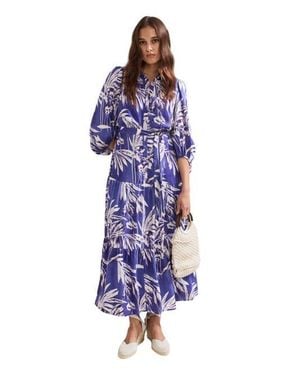 Phase Eight Coralie Print Shirt Midaxi Dress - Blue