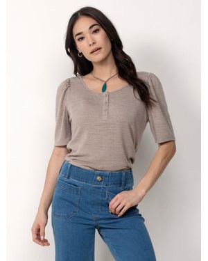 Single Stitch Ultra Soft Scoop Neck Henley - Blue