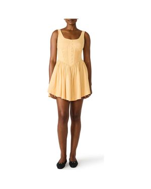 Steve Madden Tianna Pintuck Sleeveless Minidress - Yellow