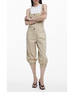 Desigual Cotton Capri Overalls - Natural