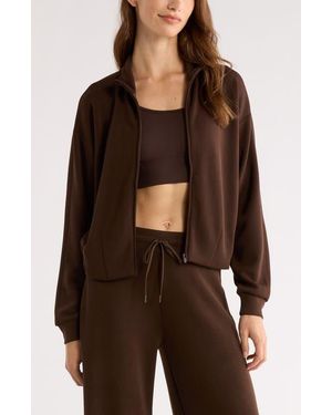Zella Ultrasoft Zip Jacket - Brown