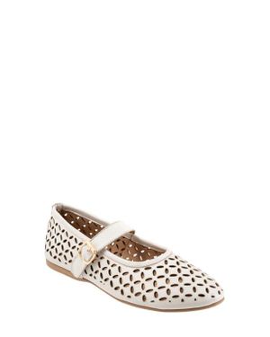 BUENO Kehlani Perforated Mary Jane Flat - White