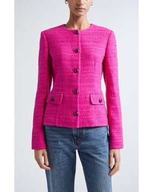 St. John Cotton Blend Tweed Jacket - Pink