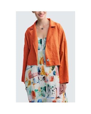 Luukaa Laras Boxy Linen Short Jacket - Red