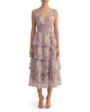 Arose Studio Sylvie Layered Ruffle Sleeveless Maxi Dress - Pink