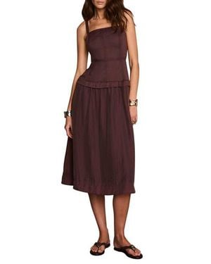Mint Velvet Ramie Drop Waist Midi Dress - Red
