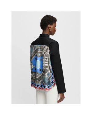 Callas Milano Sirene Poplin Shirt With Silk Twill Milano Print Scarf - Black
