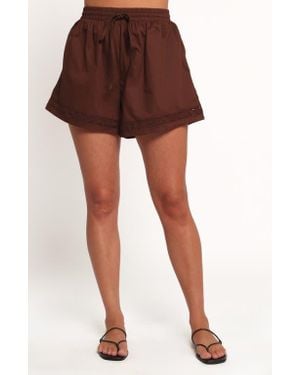 Petal & Pup Austin Cotton Drawstring Shorts - Brown