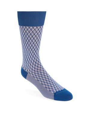Pantherella Vaughan Cotton Blend Dress Socks - Blue