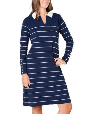 Hope & Henry Organic Long Sleeve Collared Sweater Dress - Blue