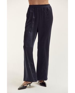 Crescent Crushed Satin Pull-On Pants - Blue