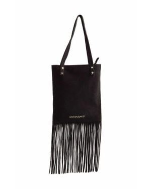 Cynthia Rowley Felicity Fringe Suede Tote - Black