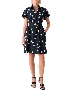 Akris Punto Polka Dot Belted Cotton Poplin Shirtdress - Black
