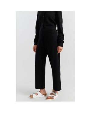 Chinti & Parker Wool-Cashmere Cropped Wide-Leg Pants - Black