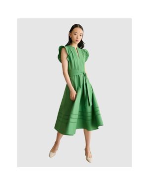 Hobbs Vanessa Ruffle Sleeve Midi Dress - Green