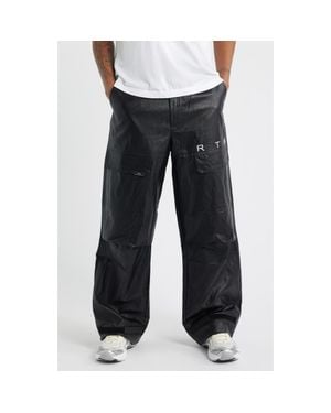 RTA Wylie Baggy Faux Leather Cargo Pants - Gray