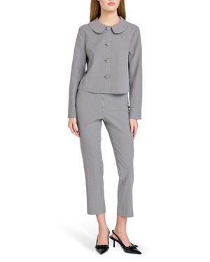 Wayf Melina Houndstooth Crop Jacket - Gray