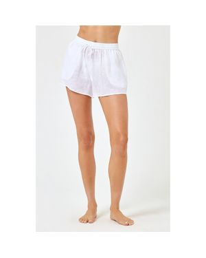 LSPACE Rio Linen Cover-Up Drawstring Shorts - White