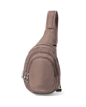 Baggallini Securtex Anti-Theft Multi Zip Sling - Brown