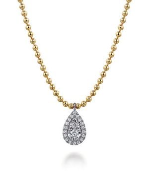 Gabriel & Co. 14K Diamond Teardrop Pendant Necklace - Metallic