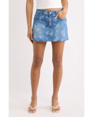Fade Out Loud Rose Jacquard Miniskirt - Blue