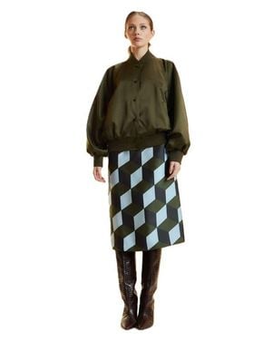 Cynthia Rowley Silk Wool Midi Skirt - Multicolor